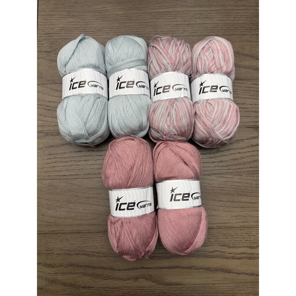 Ice Yarns Baby Ombre Yarn Lot 6 Skeins Pink  Acrylic Anti Pilling